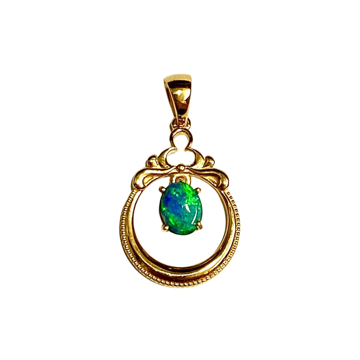 9ct Yellow Gold Opal Birthstone Pendant