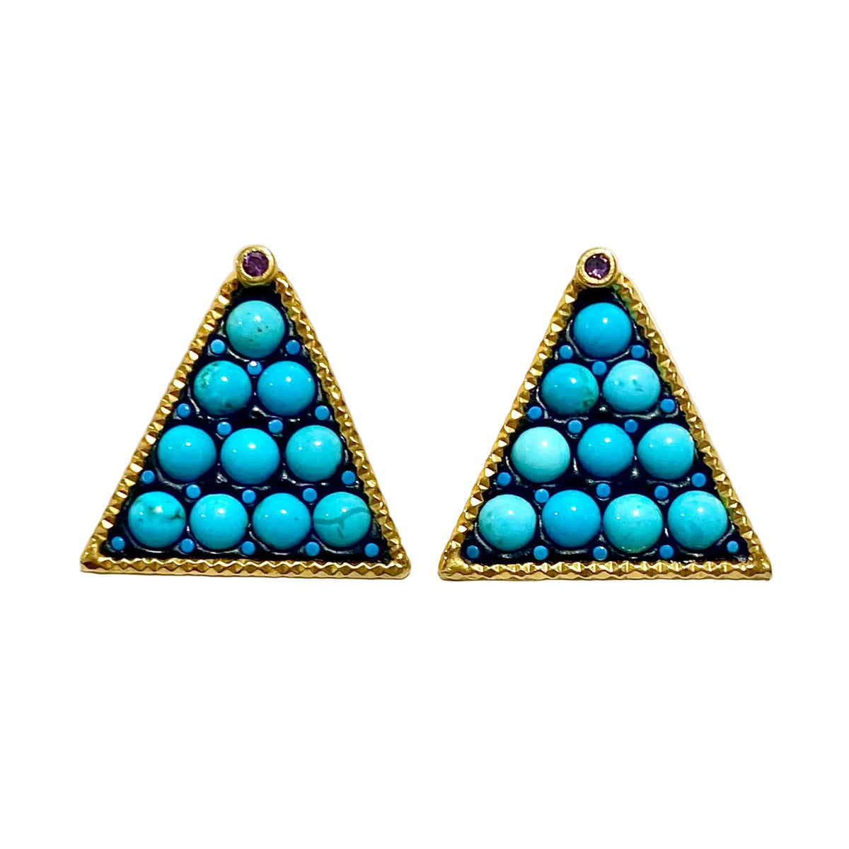 Sterling Silver Gold Plated Turquoise and Tourmaline Earrings