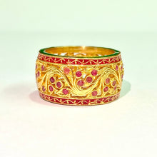 Sterling Silver Gold Plated Enamel and Ruby Band