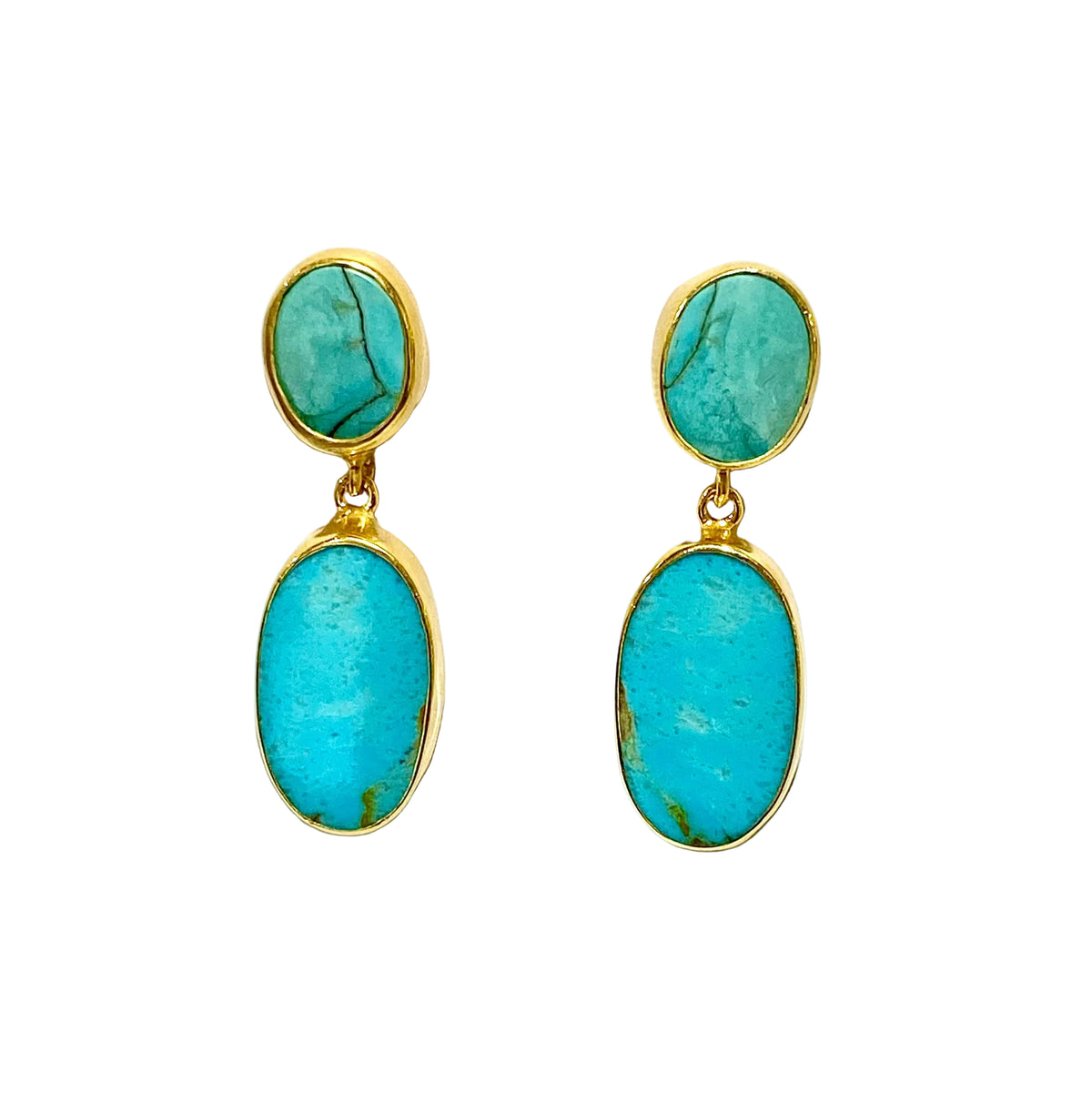 Sterling Silver Gold Plated Turquoise Drop Earrings