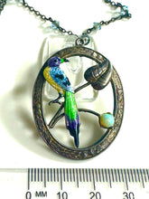 🕊️ Opal & Enamel Sterling Silver Bird Pendant and Chain