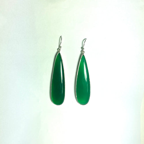 Sterling Silver Green Onyx Drop Earrings