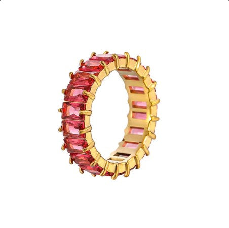 Gold Plated Red Crystal Eternity Band