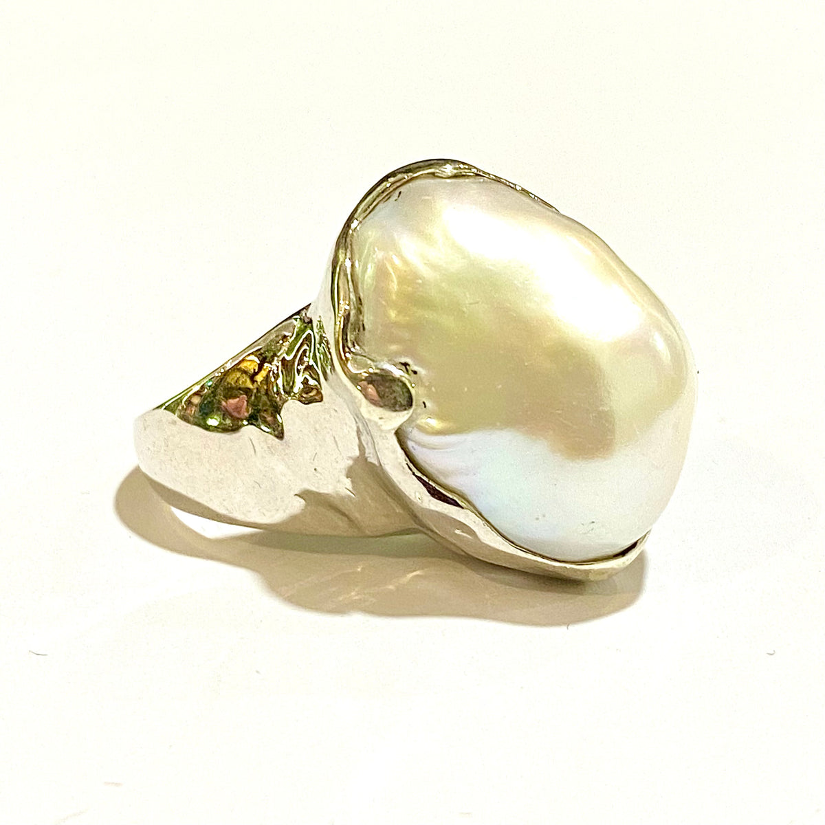 Sterling Silver Natural Baroque Pearl Ring