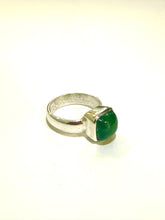 Sterling Silver 2ct Green Cabochon Tourmaline Ring