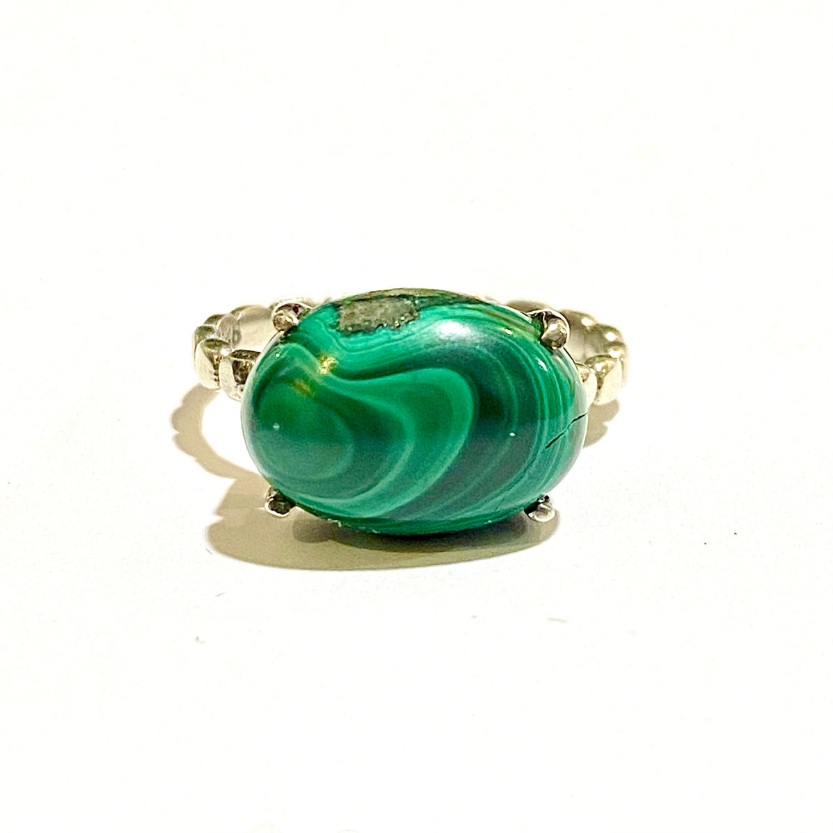 Sterling Silver Malachite Cabochon Ring