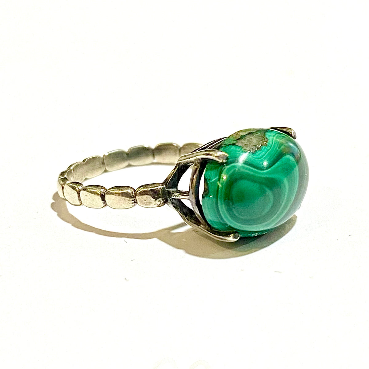 Sterling Silver Malachite Cabochon Ring