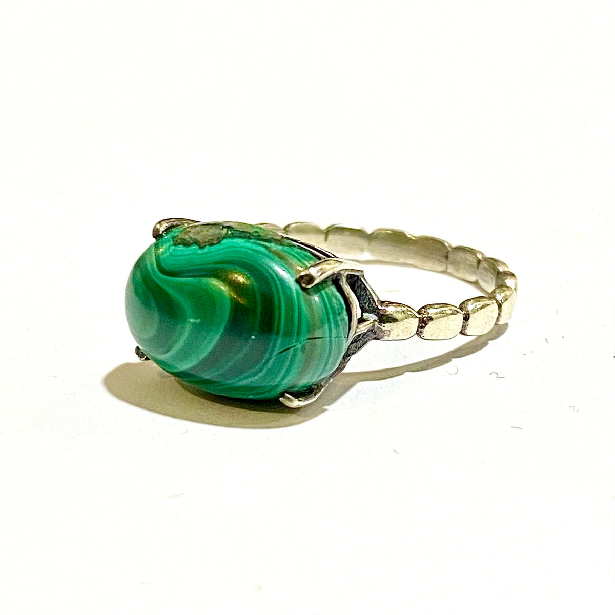 Sterling Silver Malachite Cabochon Ring