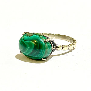 Sterling Silver Malachite Cabochon Ring