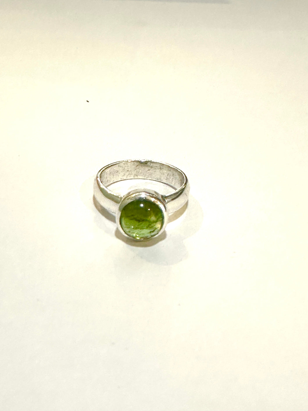 Sterling Silver 1.2ct Green Tourmaline Cabochon Ring