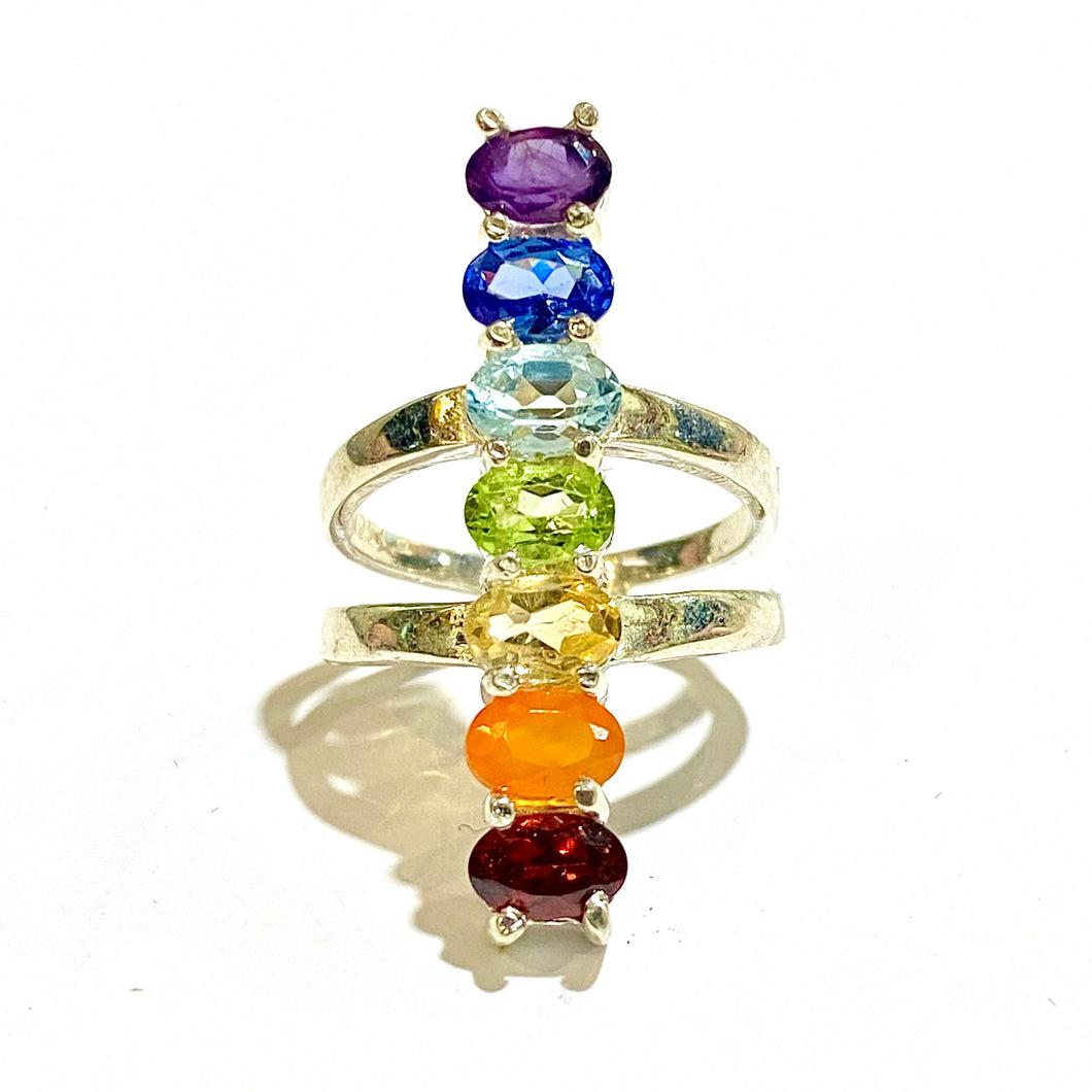 Sterling Silver Multi Gemstone Ring