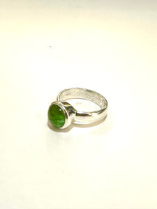 Sterling Silver 1.2ct Green Tourmaline Cabochon Ring