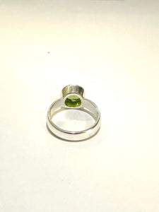 Sterling Silver 1.2ct Green Tourmaline Cabochon Ring