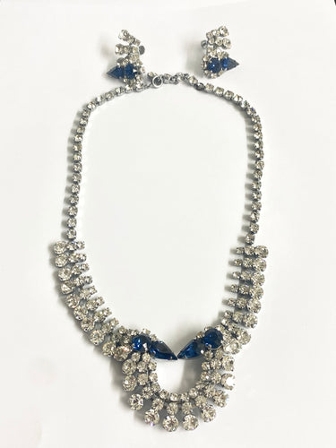 Vintage Crystal Necklace and Screw-on Earring Set