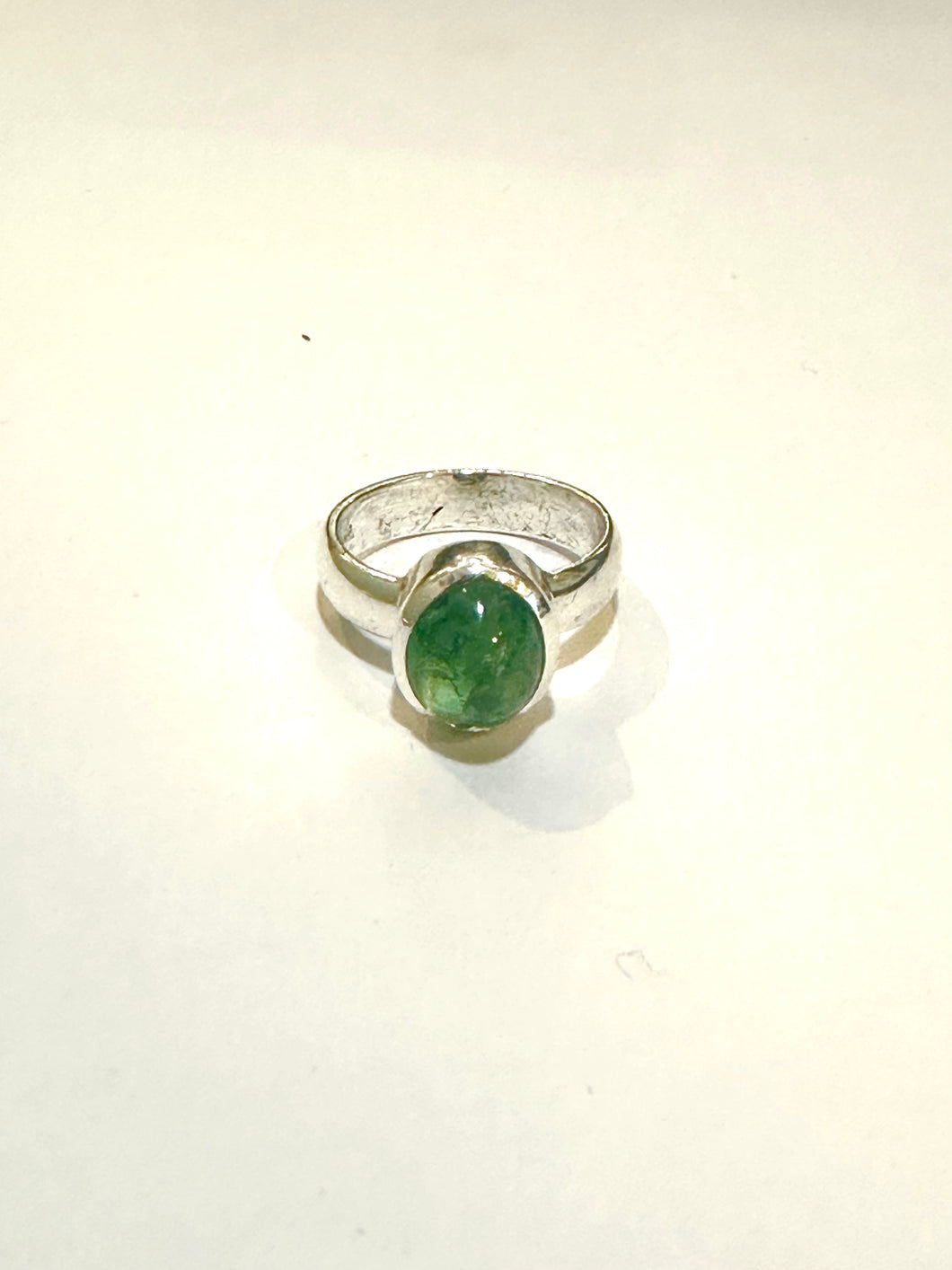 Sterling Silver 1.5 Green Tourmaline Cabochon Ring