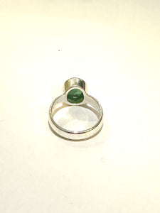 Sterling Silver 1.5 Green Tourmaline Cabochon Ring