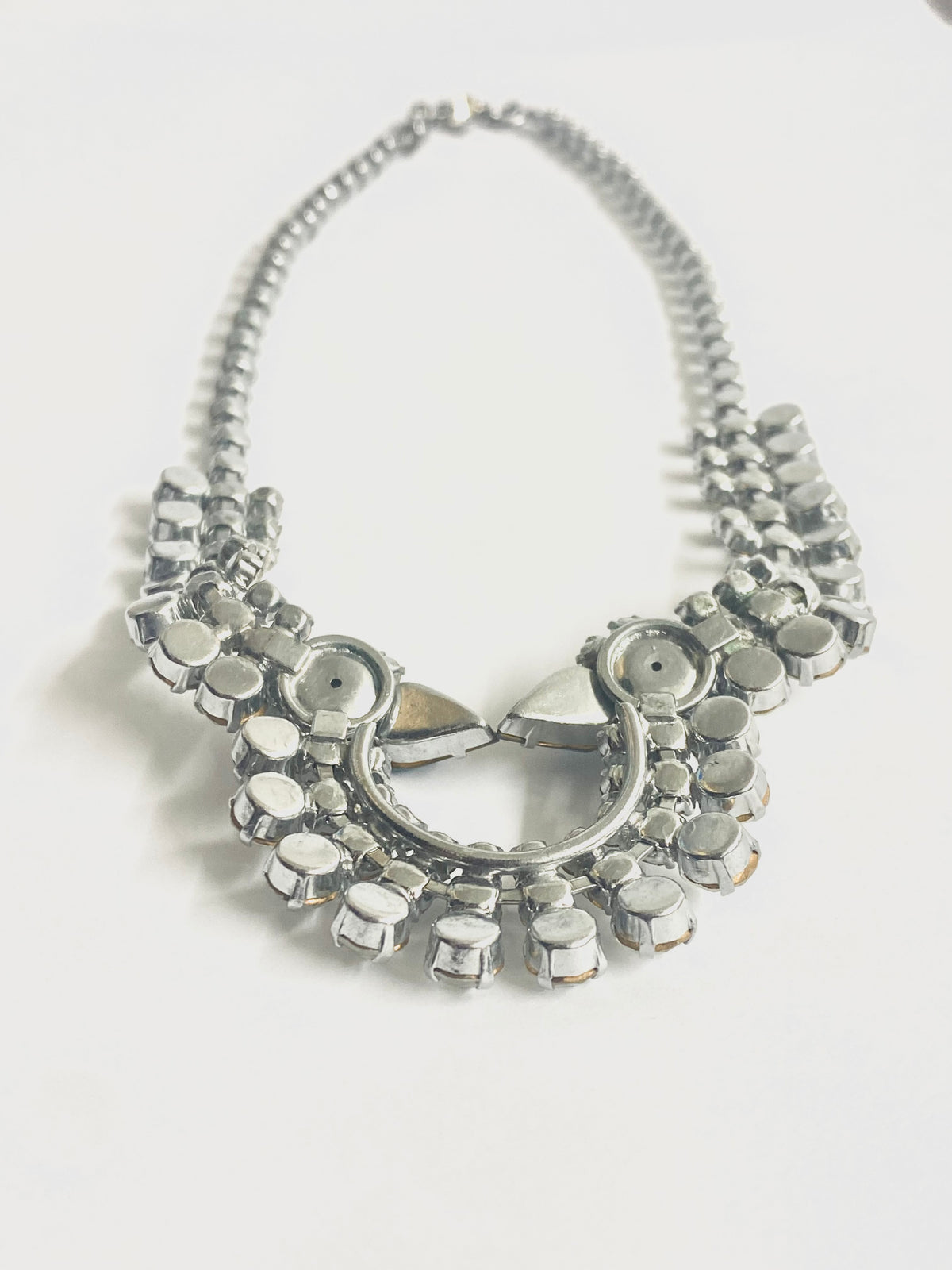 Vintage Crystal Necklace and Screw-on Earring Set