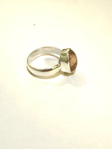 Sterling Silver 3ct Light Pink Tourmaline Cabochon Ring