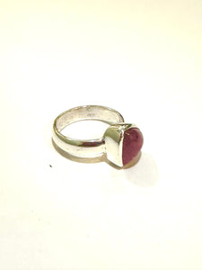 Sterling Silver 2ct Pink Tourmaline Cabochon Ring