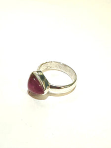 Sterling Silver 2ct Pink Tourmaline Cabochon Ring