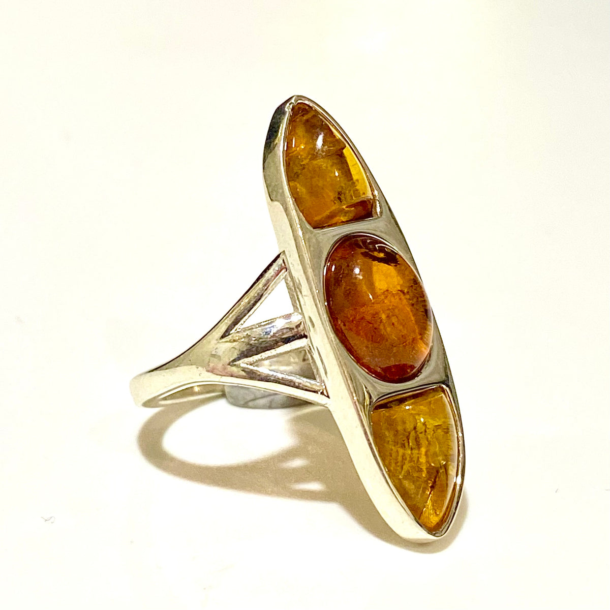 Sterling Silver Baltic Honey Amber Ring