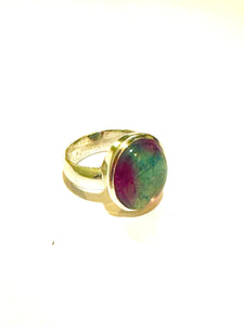 Sterling Silver 10ct Purple and Blue Tourmaline Cabochon Ring