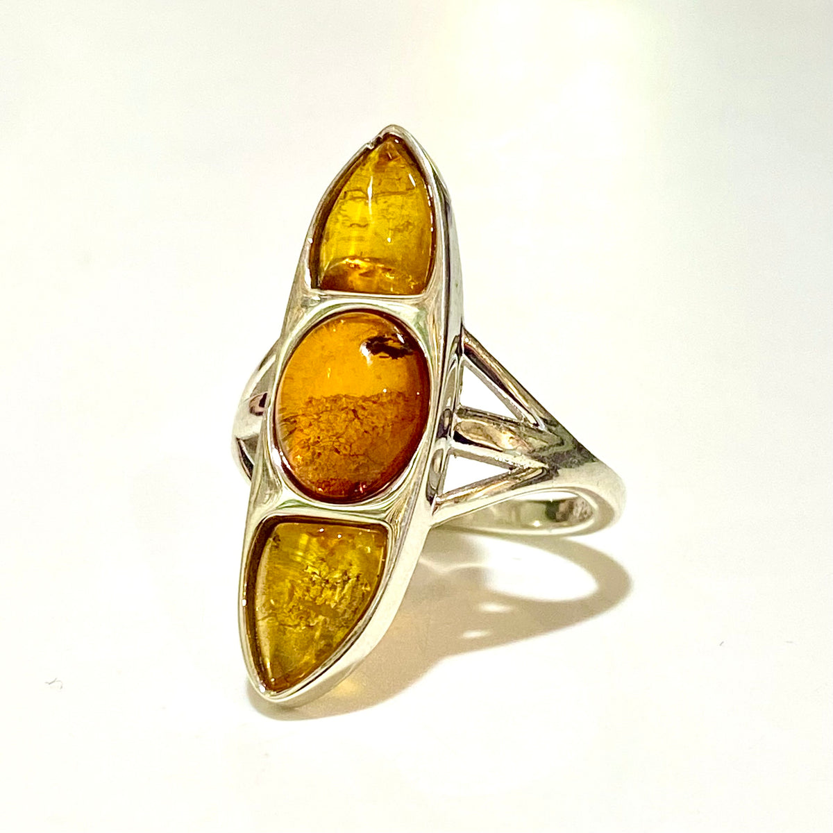 Sterling Silver Baltic Honey Amber Ring