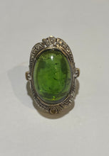 Chrome Green Tourmaline & Diamond Ring in 9ct Yellow Gold