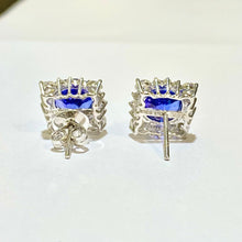 18ct White Gold Tanzanite and Diamond Stud Earrings