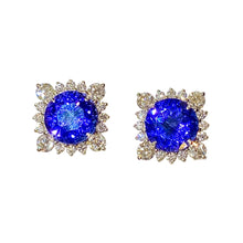 18ct White Gold Tanzanite and Diamond Stud Earrings