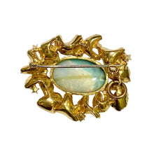 Vintage Modernist 18ct Yellow Gold Black Opal Brooch