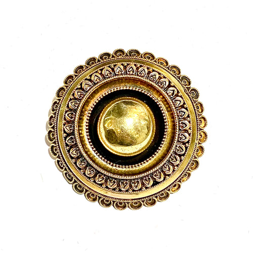 Antique 14ct Yellow Gold Mourning Brooch