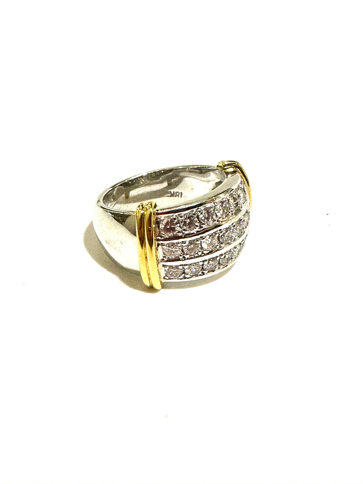 Vintage 18ct White Gold Triple Diamond Band