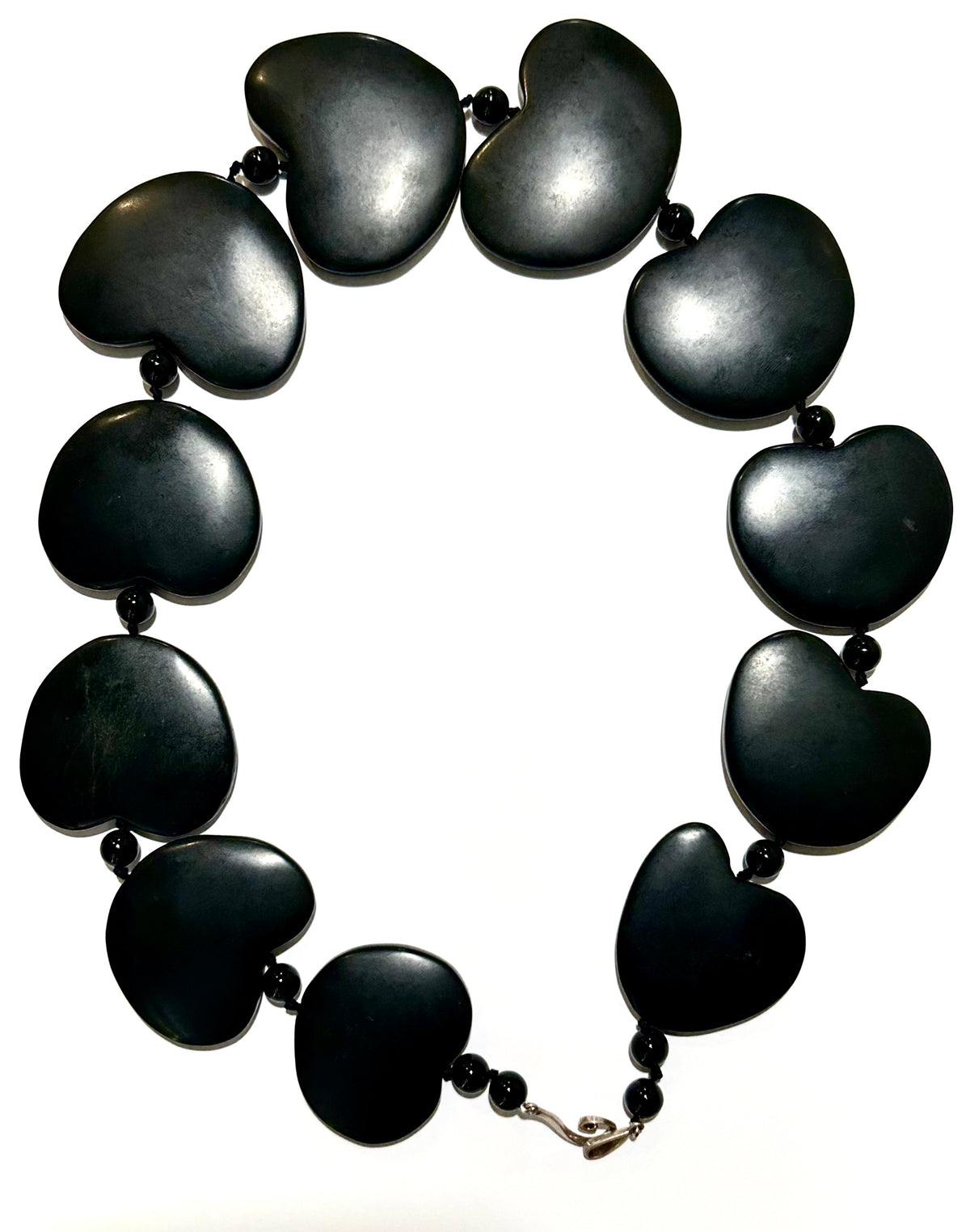 Black Jade Necklace with Sterling Silver Clasp