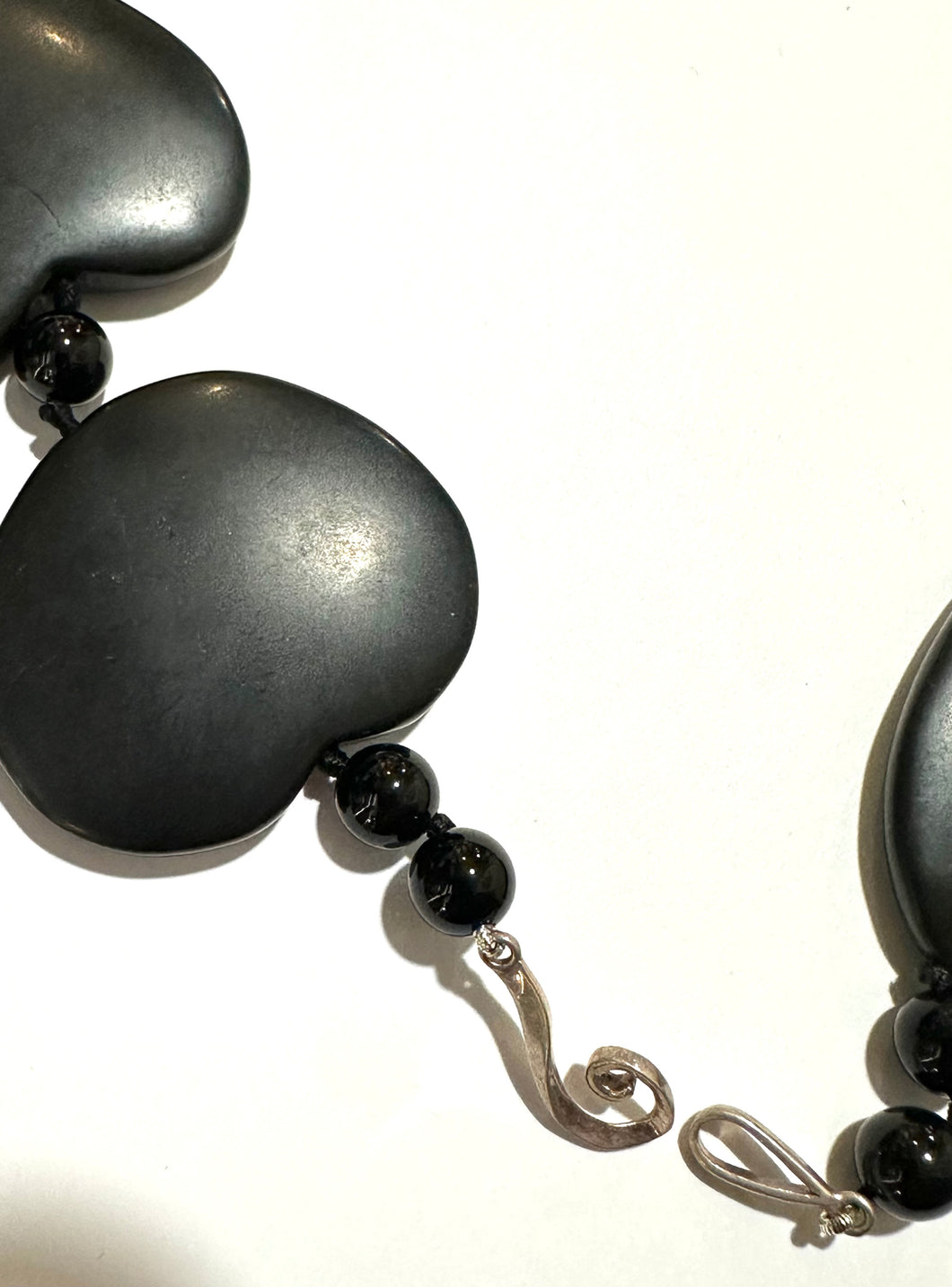 Black Jade Necklace with Sterling Silver Clasp