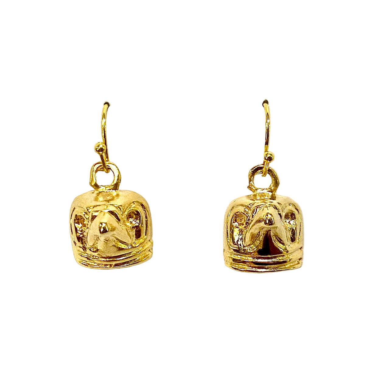 Sterling Silver Gold Plated Horus Head Drop Earrings