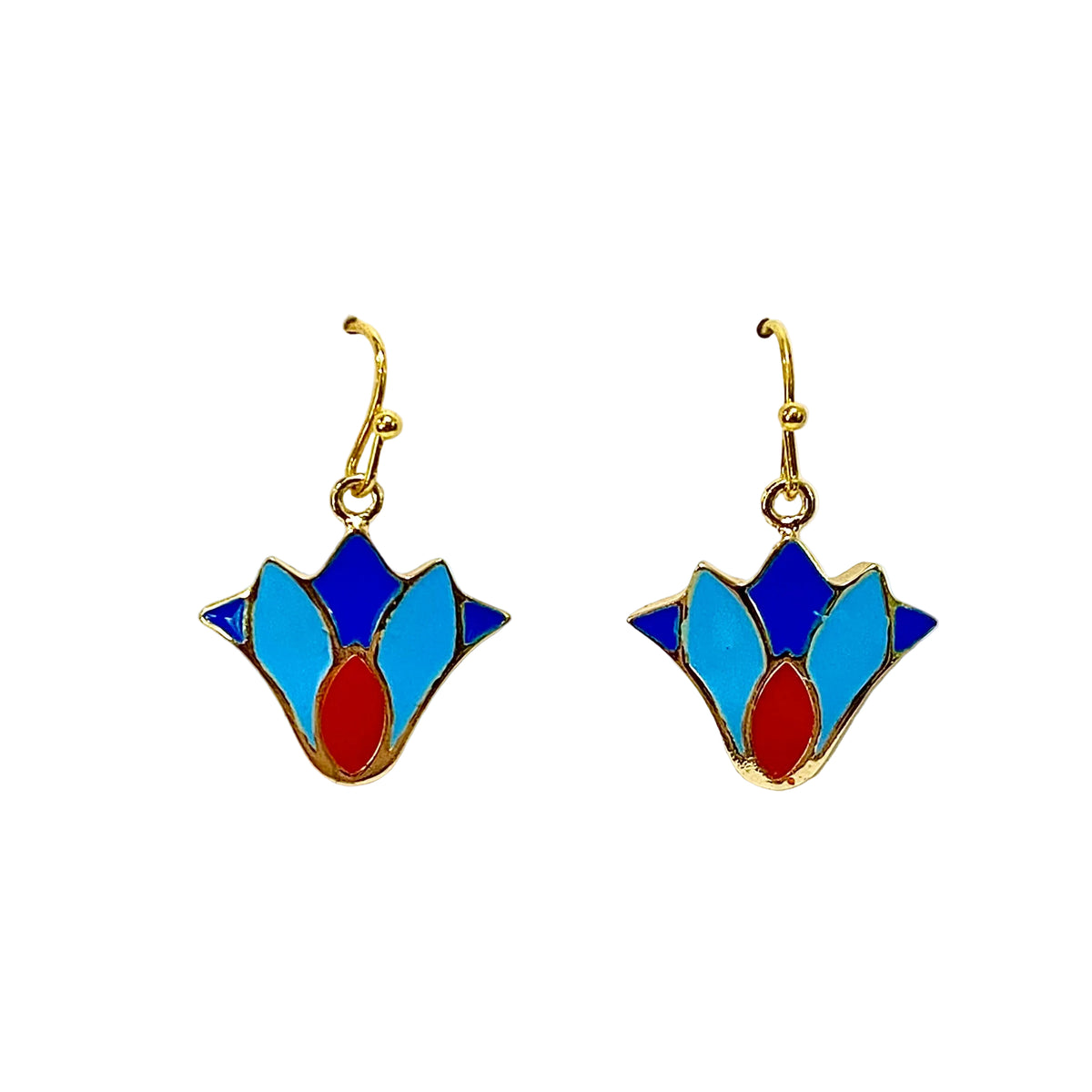 Sterling Silver Gold Plated Enamel Lotus Earrings