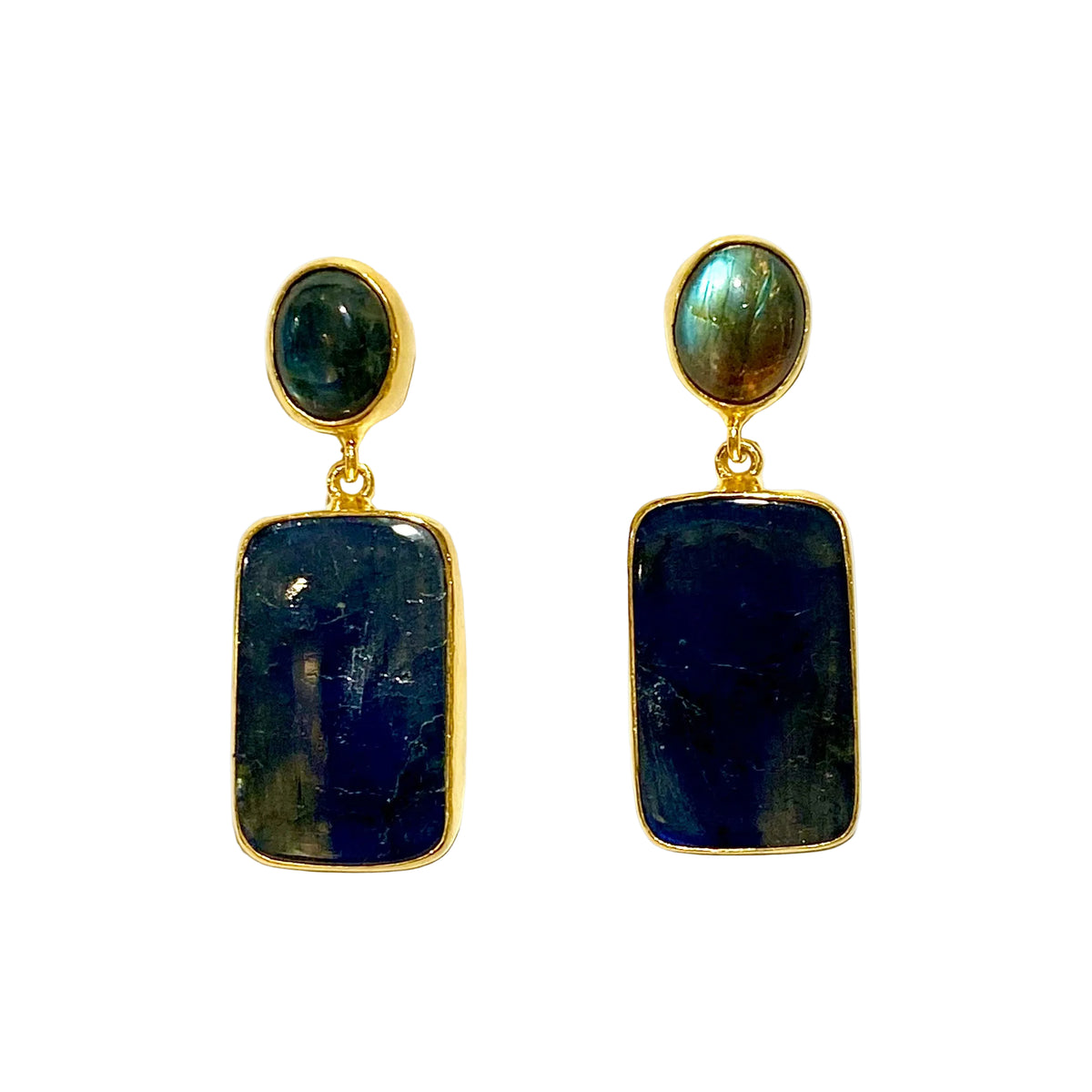 Sterling Silver Gold Plated Labradorite Earrings