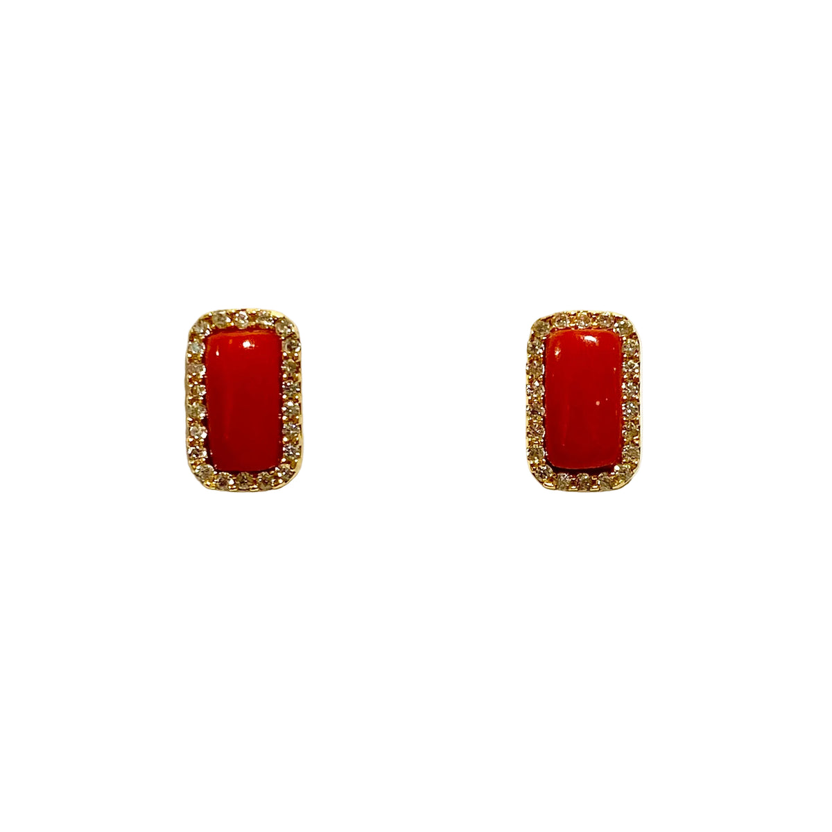 Sterling Silver Gold Plated Coral Stud Earrings