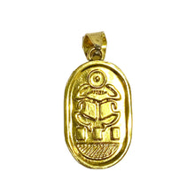 Large Brass and Red Enamel Scarab Pendant
