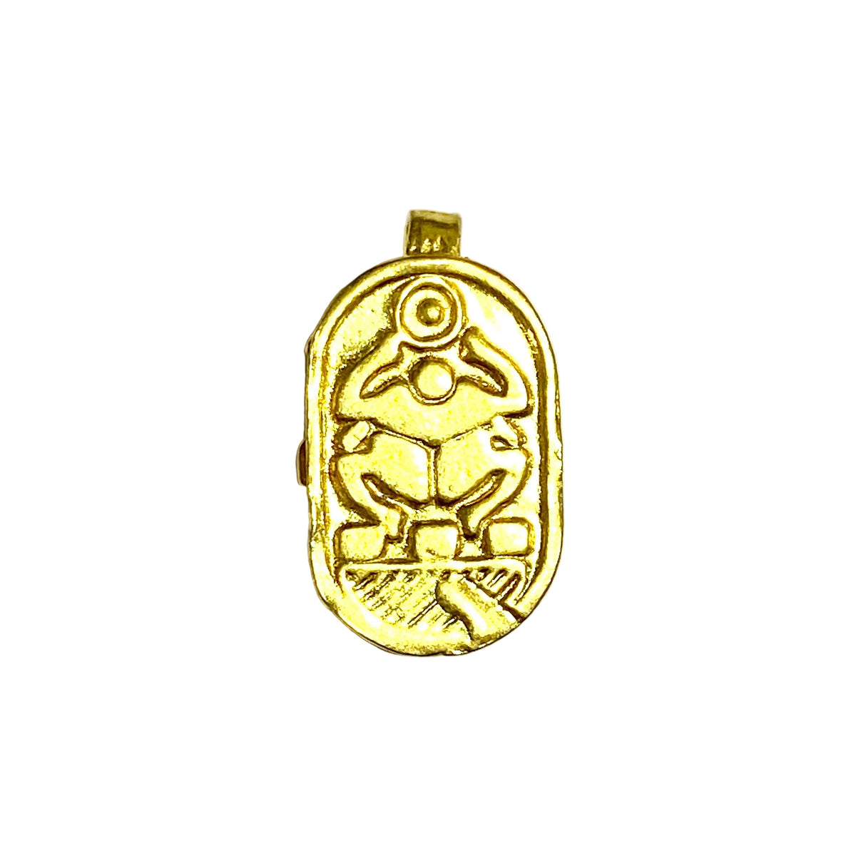 Brass and Black Enamel Scarab Pendant
