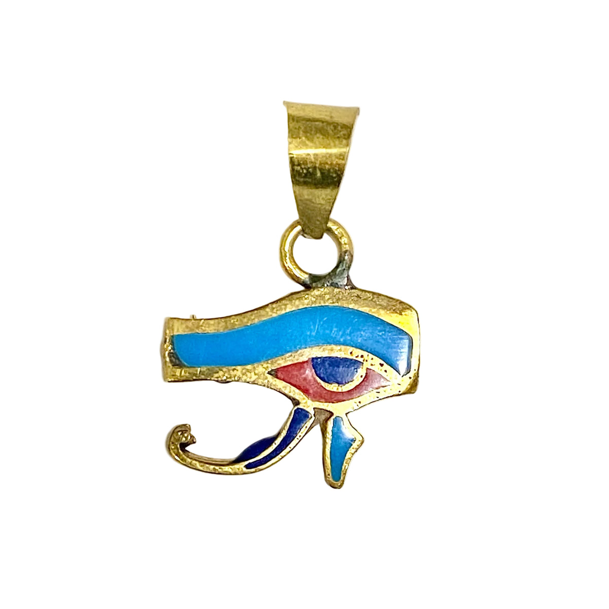Brass Enamel Inlaid Eye of Ra Pendant