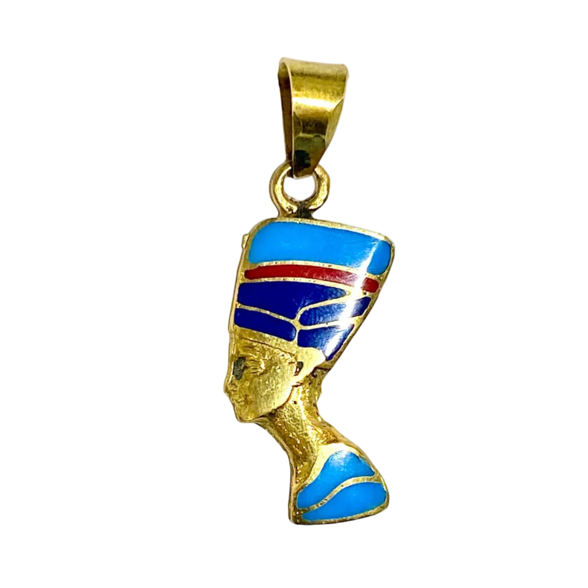 Brass and Enamel Nefertiti Pendant