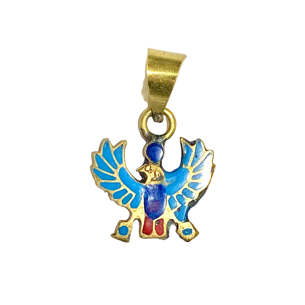 Brass and Enamel Horus Pendant