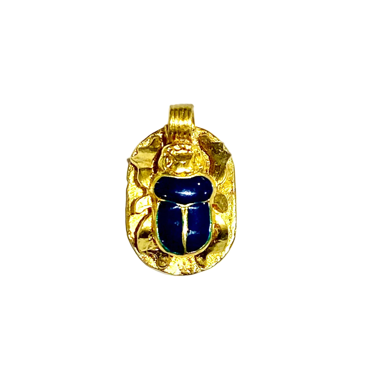 Brass and Black Enamel Scarab Pendant
