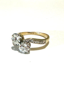 18ct Yellow Gold Antique moi et toi Old Cut 1.2 ct Diamond Ring