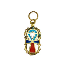 Brass and Enamel Egyptian Ankh Pendant