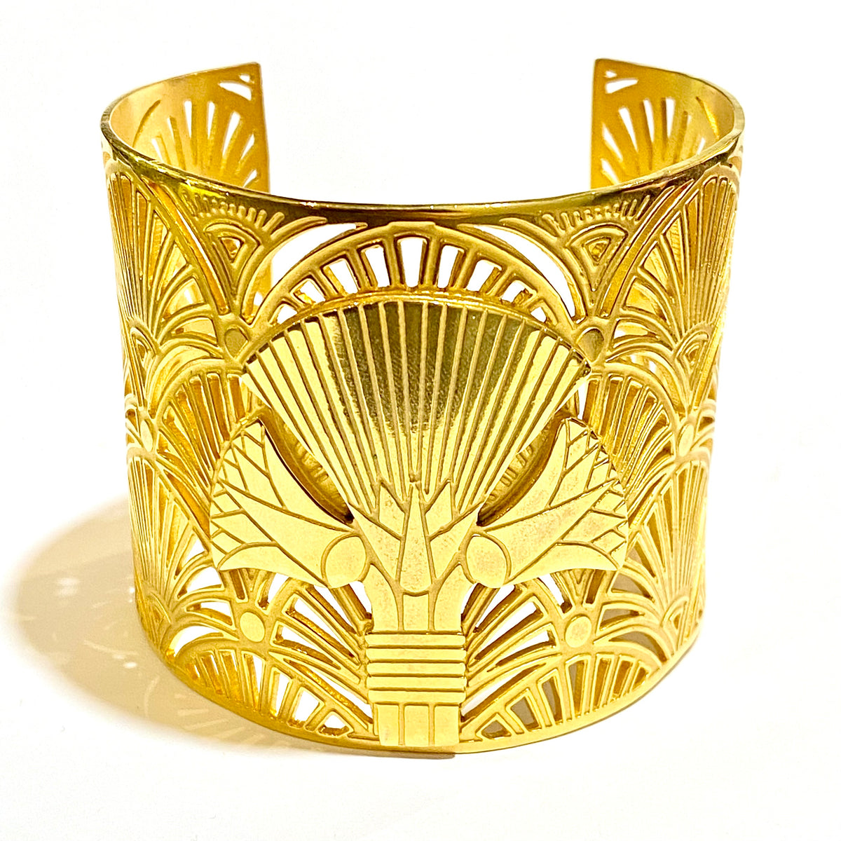 Sterling Silver Gold Plated Egyptian Revivalist Arm Cuff