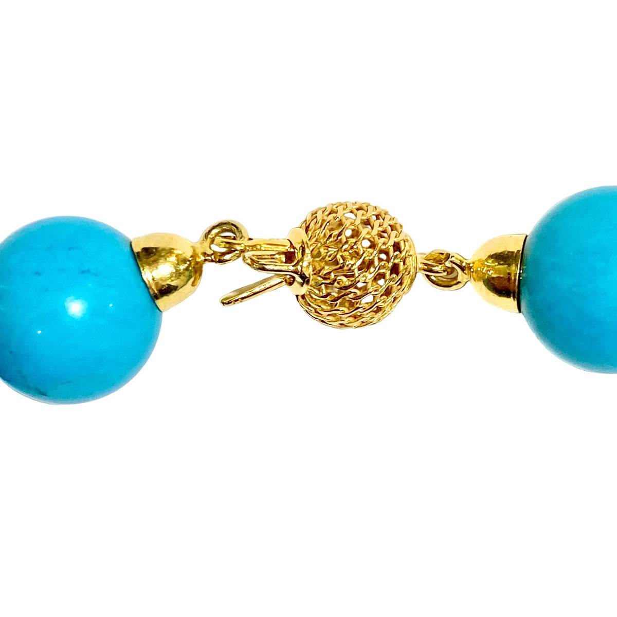 Natural Turquoise Beaded Necklace with 18ct Yellow Gold Clasp
