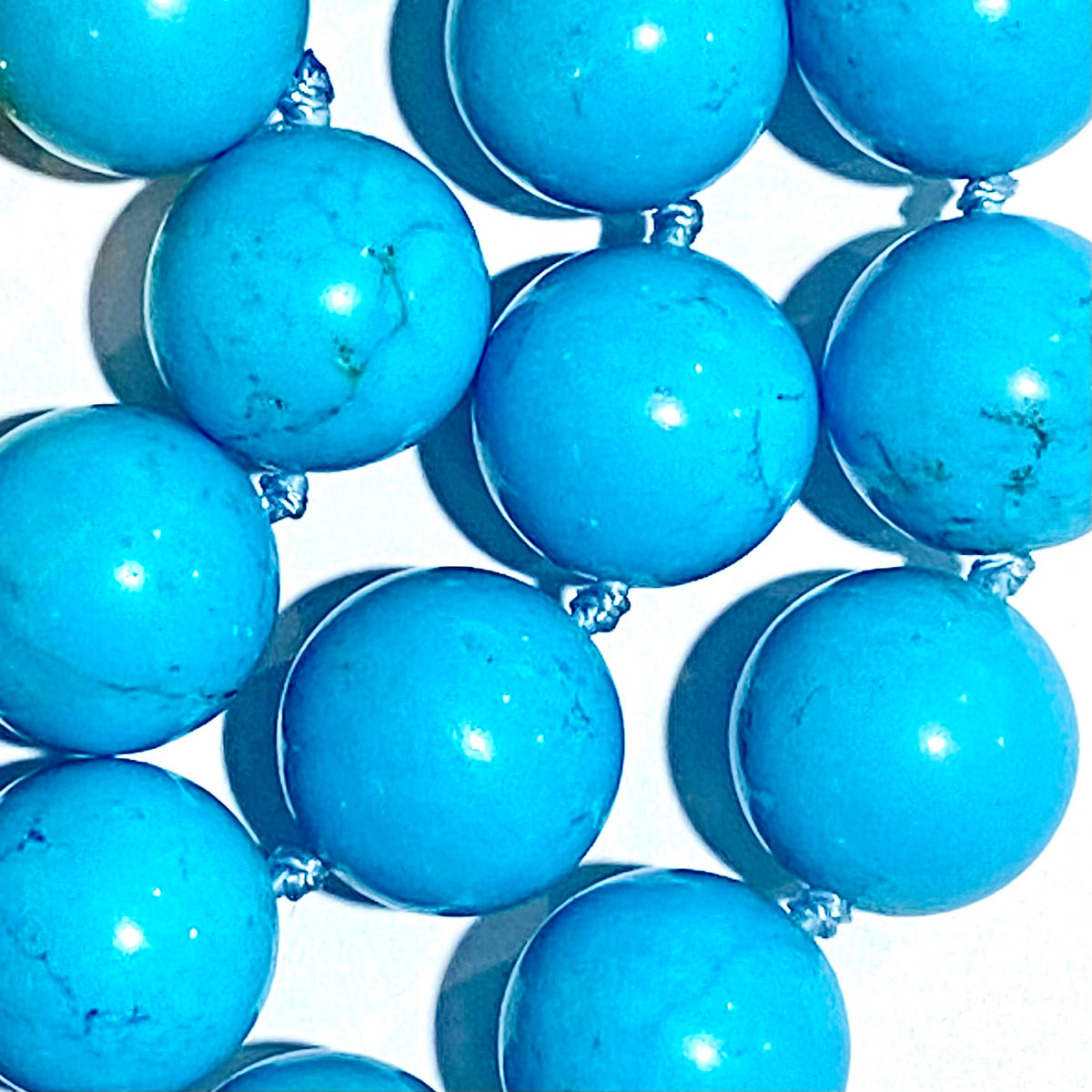 Natural Turquoise Beaded Necklace with 18ct Yellow Gold Clasp